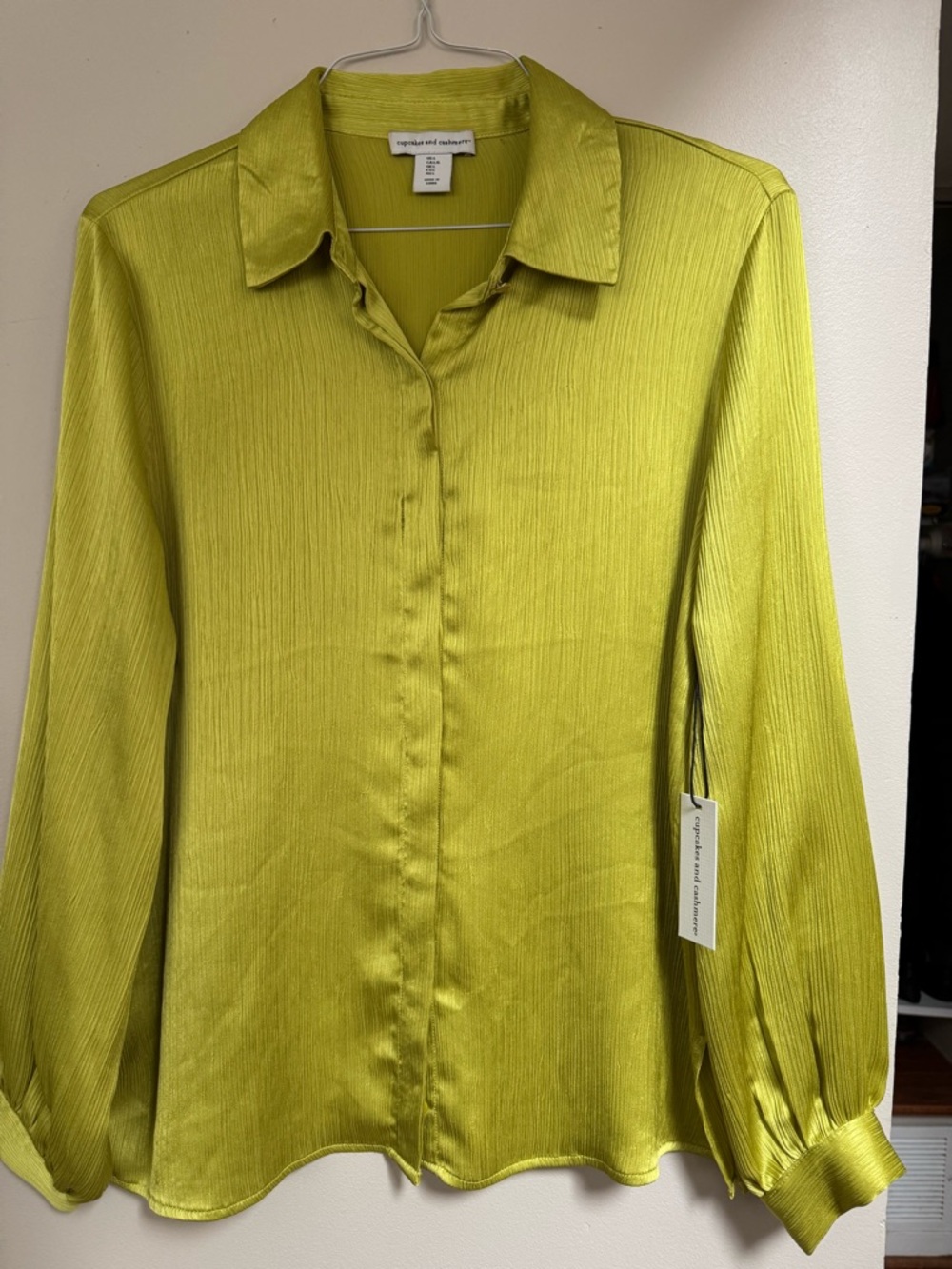 cupcakes & cashmere Lime Green Textured Top